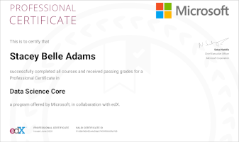 Microsoft Data Science Core Professional Certificate